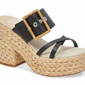 Dolce Vita Edwina Raffia Sandal in Onyx Sz 8 NEW